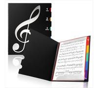 Carpetas para Partituras, Carpeta de Música A4 Impermeable Cuaderno de Almacenamiento de Música con 20 Compartimentos/40 Páginas Carpeta de Hojas Musicales para una Partitura Musical, Pinturas, Fotos