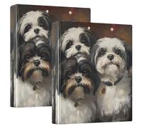 Carpetas personalizadas con estampado de perro carlino de 1 1/2 pulgadas, 3 anillos para 200 hojas, carpetas para cuadernos, carpeta de recetas de anillos redondos, 12.4 x 10.6 x 2.36 pulgadas, 1
