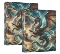 Carpetas personalizadas Cool Dragon Sky de 1.5 pulgadas, 3 anillos con capacidad para 200 hojas, carpetas para cuadernos, carpeta de recetas de anillos redondos, 12.4 x 10.6 x 2.36 pulgadas, 1 paquete