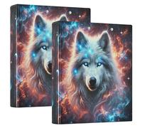 Carpetas personalizadas Cool Wolf azul rojo de 1 1/2 pulgadas con 3 anillos con capacidad para 200 hojas, carpeta de recetas de anillos redondos, 12.4 x 10.6 x 2.36 pulgadas, 1 paquete