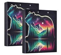 Carpetas personalizadas de Bear Mountains Lake Colorful Sky de 3 anillos de 1.5 pulgadas con capacidad para 200 hojas, carpeta de recetas con anillos redondos, 12.4 x 10.6 x 2.36 pulgadas, 1 paquete