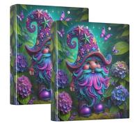 Carpetas personalizadas de dibujos animados de gnomo morado de 1.5 pulgadas, 3 anillos para 200 hojas, carpetas de recetas con anillos redondos, 12.4 x 10.6 x 2.36 pulgadas, 1 paquete