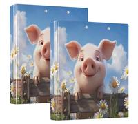 Carpetas personalizadas divertidas y lindas con diseño de cerdito de cielo de 1 1/2 pulgadas, 3 anillos para 200 hojas, carpetas de recetas de anillos redondos, 12.4 x 10.6 x 2.36 pulgadas, 1 paquete