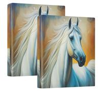 Carpetas personalizadas Majestic White Horse Mane de 3 anillos de 1.5 pulgadas, capacidad para 200 hojas, carpeta de anillos redondos, resistente, 12.4 x 10.6 x 2.36 pulgadas, 1 paquete