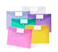 Carpetas Plastico A4, 30 PCS Portafolios con 11 Agujeros, Carpeta Sobre Translúcidos para Oficina, la Escuela y el Hogar (6 Colores)