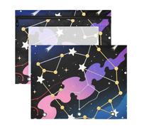 Carpetas transparentes con bolsillo para ventana para papel A4, cartas, paquete de 2 unidades, suministros para el aula, cielo nocturno, estrellas, color negro y morado