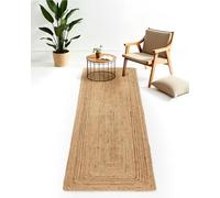 carpetfine Alfombra de Corredor Yute Nele Beige Beige 70x200 cm | Alfombra Moderna para salón y Dormitorio