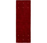 CarpetFine Alfombra de Lana Alfombra de Pasillo Gabbeh Uni Rojo 80x300 cm | Alfombra Moderna para salón y Dormitorio