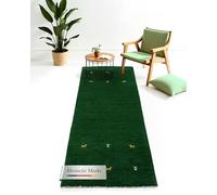 carpetfine Alfombra de Lana Alfombra de Pasillo Gabbeh Uni Verde 80x500 cm | Alfombra Moderna para salón y Dormitorio