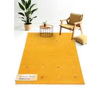 CarpetFine Alfombra de Lana Gabbeh Uni Amarillo 120x170 cm Rectangular | Alfombra Moderna para salón y Dormitorio