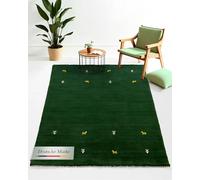 CarpetFine Alfombra de Lana Gabbeh Uni Verde 200x250 cm Rectangular | Alfombra Moderna para salón y Dormitorio