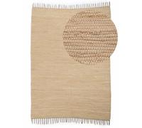 CarpetFine Alfombra de Tejido Plano Kilim Chindi Uni Beige 90x160 cm | Alfombra Moderna para salón y Dormitorio