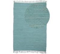 carpetfine Alfombra de Tejido Plano Kilim Chindi Uni Turquesa 60x90 cm | Alfombra Moderna para salón y Dormitorio