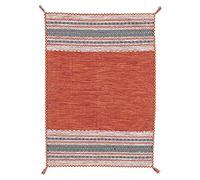 CarpetFine Alfombra de Tejido Plano Rectangular Kilim Azizi Naranja 140x200 cm | Alfombra Moderna para salón y Dormitorio