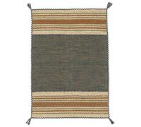 CarpetFine Alfombra de Tejido Plano Rectangular Kilim Azizi Verde 160x230 cm | Alfombra Moderna para salón y Dormitorio