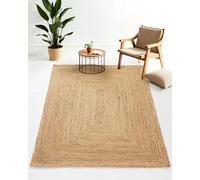 CarpetFine Alfombra de Yute Nele Color Natural Beige 40x60 cm Tejido a Mano con Yute | Alfombra Natural Moderna Uni Boho Tejido Plano para salón, Dormitorio, Pasillo y Cocina