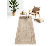 CarpetFine Alfombra de Yute Nele Corredor Taupe 60x180 cm (Corredor) | Alfombra Moderna para salón y Cocina