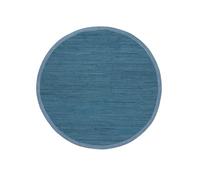 carpetfine Tappeto Kilim Chindi Uni Rotondo BLU 120 cm (Rotondo) | Tappeto Moderno per soggiorno e cucina
