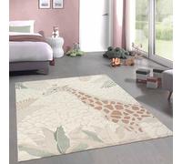 CARPETIA Alfombra Alfombra de Juego habitación Infantil mullida fácil Cuidado Resistente Jirafa Nature Crema Verde, 160 x 230 cm