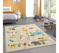 CARPETIA Alfombra de guardería Alfombra de Juego Lavable Antideslizante Safari/Jungle Beige 160x220 cm