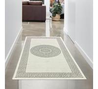 CARPETIA Alfombra de la Sala de Estar Oriental Moderna Elegante Brillante Pasillo Corredor Corto Oriental de Pelo Corto Pasillo Crema Gris 60x110 cm