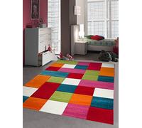 CARPETIA Alfombra de niños alfombras de Juego Karo múltiples Turquesa Naranja Rosa Rojo Blanco Größe 120x170 cm