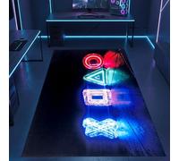 CARPETIA Alfombra Gaming Alfombra Antideslizante de fácil Cuidado Aspecto LED Duradero Estilo Moderno Ambiente geométrico en Colores Negro y neón 140 x 200 cm