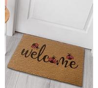 CARPETIA Duradera Alfombra de Coco atrapa Suciedad Welcome Mariquita Negro Rojo, 45 x 75 cm