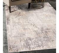 Carpeto Rugs Alfombra Moderna de Salón Grande de Diseño Vintage - Alfombras de Habitación de Matrimonio, Dormitorio y Comedor - Alfombras Salon de Pelo Corto - Beige Gris 1-240 x 330 cm