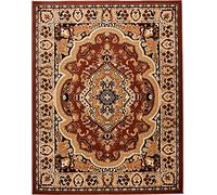 Carpeto Rugs Alfombra Oriental de Diseño Floral de Salón Grande de Pelo Corto - Alfombras de Habitación de Matrimonio, Comedor y Dormitorio - Alfombras Salón - Marrón - 80 x 150 cm