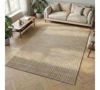 Carpetsale24 Alfombra 200x290 cm Beige, Pelo Corto con Efecto 3D Alto-Bajo, Diseño Boho Escandinavo, para Salón, Dormitorio, Cocina o Exterior