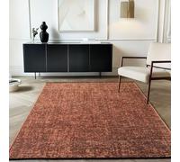 Carpetsale24, Alfombra Algodón Chenille Terracota 160x230 cm Lavable, Estilo Boho, Vintage Kelim, Pelo Corto, Antideslizante, Suave, Monocromático Mélange, para Sala, Dormitorio, Oficina y Cocina