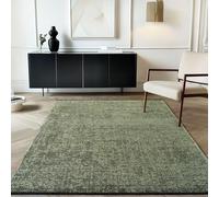 Carpetsale24, Alfombra Algodón Chenille Verde 200x290 cm Lavable, Estilo Boho, Vintage Kelim, Pelo Corto, Antideslizante, Suave, Monocromático Mélange, para Sala, Dormitorio, Oficina y Cocina