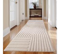 Carpetsale24 Alfombra Bohemio Escandinava Unicolor Crema 80x250 cm, Alfombra Decorativa, Suave y fácil de cuidar, Lavable, Efecto 3D, Alfombra para salón y Dormitorio, Alfombra de Pasillo