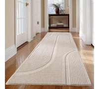 Carpetsale24 Alfombra Bohemio Unicolor Escandinava Crema 80x250 cm, Alfombra Decorativa, Suave y fácil de cuidar, Lavable, Efecto 3D, Alfombra para salón y Dormitorio, Alfombra de Pasillo