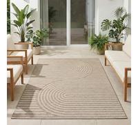 Carpetsale24 Alfombra de Exterior Beige 120x170 cm, Resistente a la Intemperie y a los Rayos UV, para la Cocina, el balcón, la terraza, así como para el salón y el Comedor, diseño Boho escandinavo