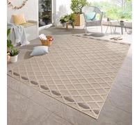 Carpetsale24 Alfombra de Exterior, Color Beige, diseño de Diamantes, 110742, Alfombra Rectangular, Alfombras para terraza-balcón-jardín o Cocina, 120 x 170 cm