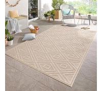 Carpetsale24 Alfombra de Exterior, Color Beige, diseño de Diamantes, 110788, Alfombra Corredor, Alfombras para terraza-balcón-jardín o Cocina, 80 x 150 cm