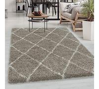Carpetsale24 Alfombra de Pelo Largo, Color Beige, diseño geométrico, 107464, Alfombra Rectangular, Alfombra Sala de Estar-Dormitorio, 160 x 230 cm