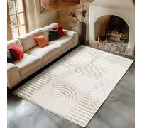 Carpetsale24 Alfombra de Salón 140x200 cm Crema de Pelo Largo Diseño Bohemio escandinavo Efecto Relieve Shaggy Suave Acolchada Resistente Fácil de Limpiar Moderna para Dormitorio