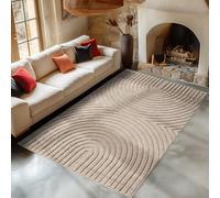 Carpetsale24 Alfombra de Salón 160x230 cm Beige de Pelo Largo Diseño Scandi Boho Efecto Relieve Shaggy Suave Acolchada Resistente Fácil de Limpiar Moderna para Mesa de Centro