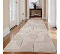 Carpetsale24 Alfombra escandinava, diseño Bohemio Crema 80x150 cm, Alfombra Decorativa, Suave y fácil de cuidar, Lavable, Efecto 3D, Alfombra para salón y Dormitorio, Alfombra de Pasillo