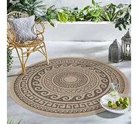 Carpetsale24 Alfombra Exterior Interior Resistente a la Intemperie, Impermeable 120 cm Redonda Naturaleza-2 - Alfombra de Cocina de Tejido Plano - Alfombras Exterior para Balcón, Terraza y Jardín