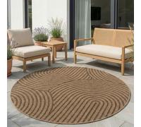Carpetsale24 Alfombra Exterior Redonda 200 cm Beige, Resistente a la Intemperie Fácil de Limpiar, Alfombra Estilo Yute Natural para Jardín Terraza Salón Comedor