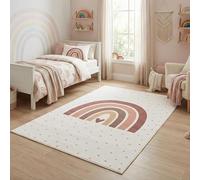 Carpetsale24 Alfombra Infantil Arcoiris Alfombra de Juego para Habitacion Infantil en Crema con Motivo Corazon Tamano 160x230 cm Habitaciones Infantiles Grandes