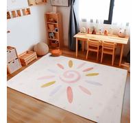 Carpetsale24 Alfombra Infantil con Estampado de Sol y Estrellas, Alfombra para habitación de bebé, Alfombra para habitación Infantil, Color Crema 120 x 170 cm