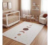 Carpetsale24 Alfombra Infantil Fases Lunares para Habitacion Infantil en Crema con Diseno Boho Tamano 140x200 cm para amplias Zonas de Juego
