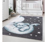Carpetsale24 Alfombra Infantil Rectangular, Elefante Azul, 120 x 170 cm, 20400 cm²