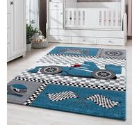Carpetsale24 Alfombra Infantiles, Color Azul, diseño de Coches de Carreras, 3373, Alfombra Corredor, Alfombras habitación Infantil-habitación bebé, 80 x 150 cm