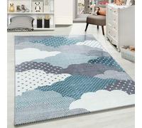 Carpetsale24 Alfombra Infantiles, Color Azul, diseño de Nubes, 25059, Alfombra Corredor, Alfombras habitación Infantil-habitación bebé, 80 x 150 cm
